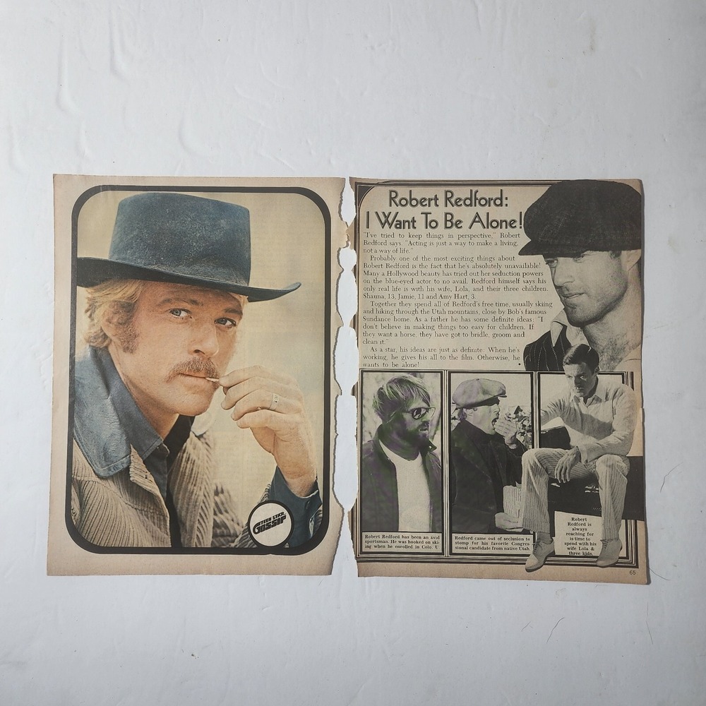 Robert Redford pinup & article 2 page vintage clipping 8x10.5